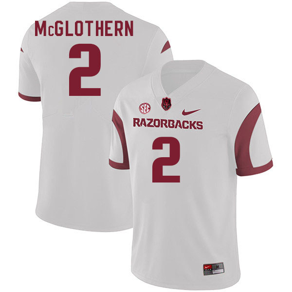 Men #2 Dwight McGlothern Arkansas Razorback College Football Jerseys Stitched Sale-White